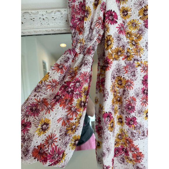 Wayf Somerset Puff Sleeve Daisy Floral Print Eyelet Mini Dress XS NWT - Picture 6 of 12